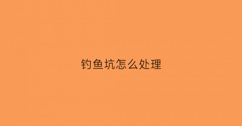 钓鱼坑怎么处理(钓鱼坑怎么处理最好)