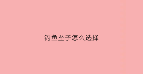 钓鱼坠子怎么选择(钓鱼坠子的位置)