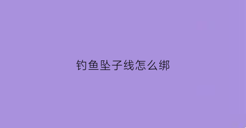 钓鱼坠子线怎么绑(钓鱼的坠子怎么样绑)