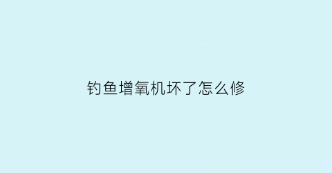 钓鱼增氧机坏了怎么修(钓鱼用的增氧器)
