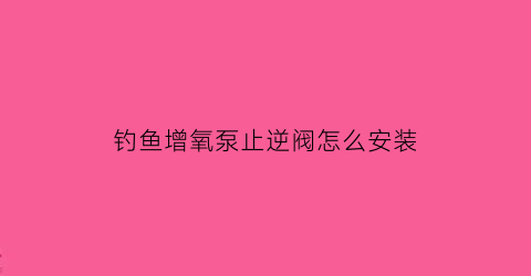 “钓鱼增氧泵止逆阀怎么安装(增氧泵止逆阀影响气量)