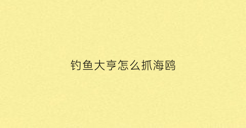 钓鱼大亨怎么抓海鸥(钓鱼大亨攻略心得)