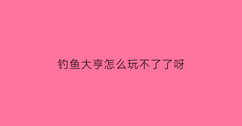 钓鱼大亨怎么玩不了了呀