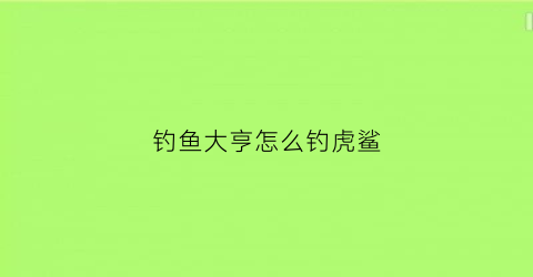 钓鱼大亨怎么钓虎鲨(钓鱼大亨小游戏)