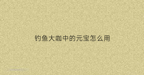 钓鱼大咖中的元宝怎么用(钓鱼大咖礼包码怎么获取)