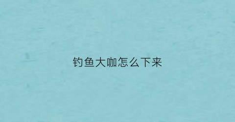 钓鱼大咖怎么下来(钓鱼大咖怎么赚钱)