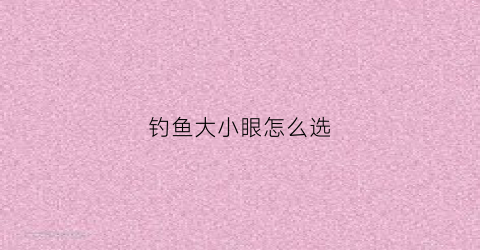 钓鱼大小眼怎么选