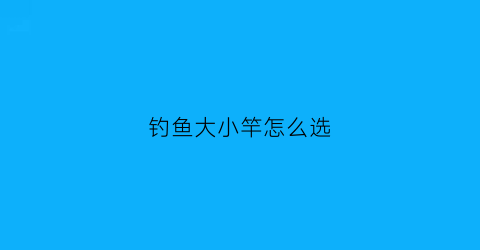 钓鱼大小竿怎么选(钓鱼大小竿怎么选最好)