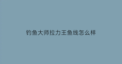 钓鱼大师拉力王鱼线怎么样(钓鱼拉力赛什么意思)