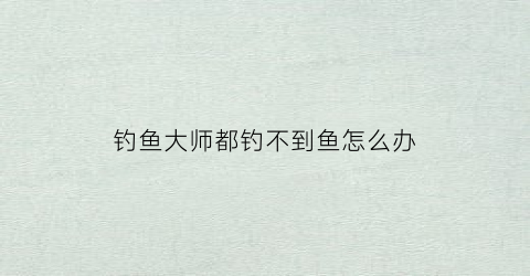 钓鱼大师都钓不到鱼怎么办(钓鱼大师四种鱼的位置)