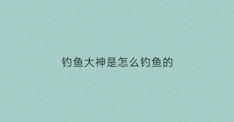 钓鱼大神是怎么钓鱼的(大师教你钓鱼)