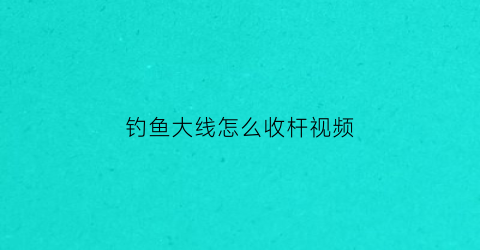 钓鱼大线怎么收杆视频(钓鱼收线怎么收)