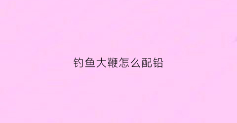 钓鱼大鞭怎么配铅(钓鱼甩大鞭视频教程)