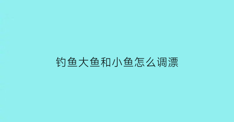 钓鱼大鱼和小鱼怎么调漂(钓大鱼和钓小鱼怎样调漂)