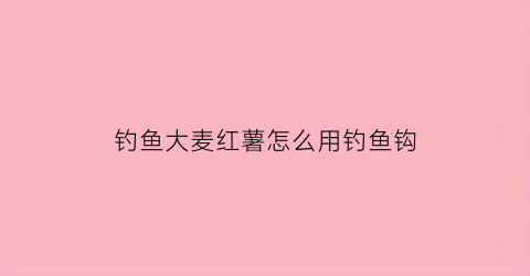 钓鱼大麦红薯怎么用钓鱼钩(红薯大麦膏钓鱼配方制作方法)
