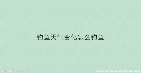 钓鱼天气变化怎么钓鱼(钓鱼天气变化怎么钓鱼好)