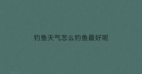 钓鱼天气怎么钓鱼最好呢(怎样天气适合钓鱼)