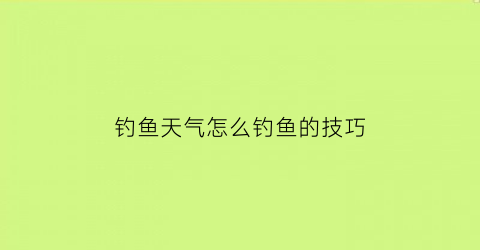 钓鱼天气怎么钓鱼的技巧