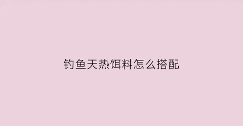 “钓鱼天热饵料怎么搭配(钓鱼天热饵料怎么搭配最好)