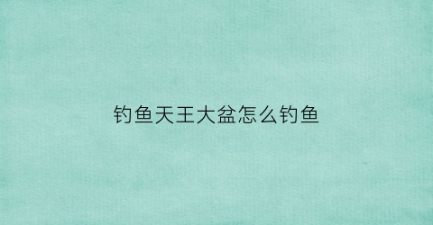 钓鱼天王大盆怎么钓鱼(天王鱼饵)