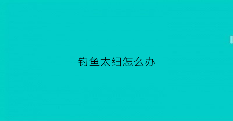 钓鱼太细怎么办(钓鱼太小怎么办)