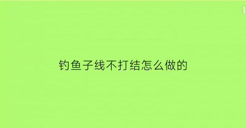 “钓鱼子线不打结怎么做的(钓鱼子线不直怎么办)