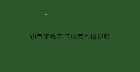 “钓鱼子线不打结怎么做视频(钓鱼子线不缠绕的绑扎方法)