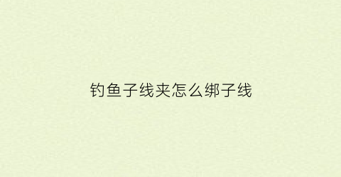 钓鱼子线夹怎么绑子线(子线夹怎么绑子线视频)