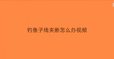 钓鱼子线夹断怎么办视频