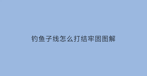 “钓鱼子线怎么打结牢固图解(钓鱼子线有什么讲究)