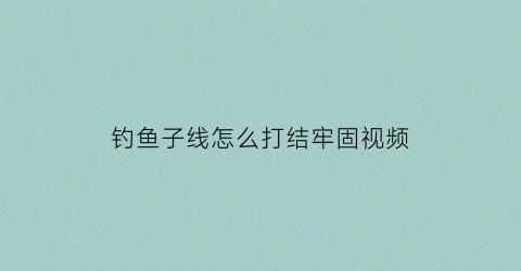 钓鱼子线怎么打结牢固视频(鱼钓子线打结法)