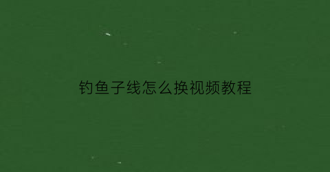 “钓鱼子线怎么换视频教程(钓鱼如何快速更换子线)