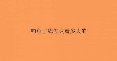 钓鱼子线怎么看多大的(钓鱼子线大小怎么选择)