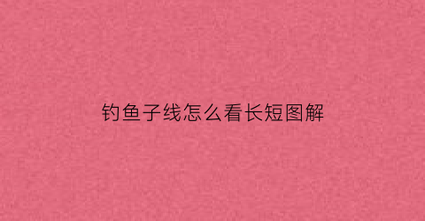 钓鱼子线怎么看长短图解