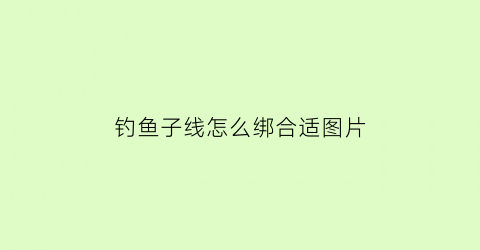 钓鱼子线怎么绑合适图片(钓鱼子线的绑法图解)