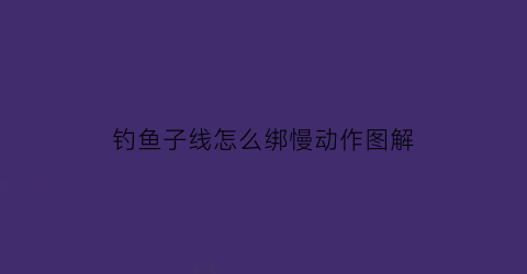 “钓鱼子线怎么绑慢动作图解(钓鱼子线绑法视频教程)