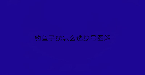 钓鱼子线怎么选线号图解