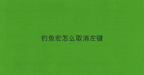 钓鱼宏怎么取消左键(鼠标宏钓鱼)