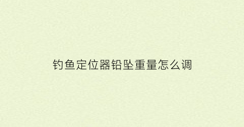 钓鱼定位器铅坠重量怎么调(定位铅怎么装)