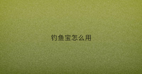 钓鱼宝怎么用(鱼宝鱼饵)