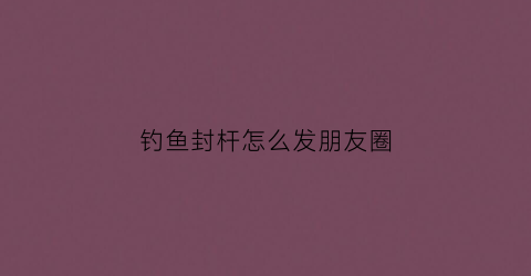 钓鱼封杆怎么发朋友圈
