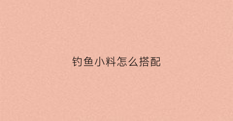 钓鱼小料怎么搭配(钓鱼小料怎么用)