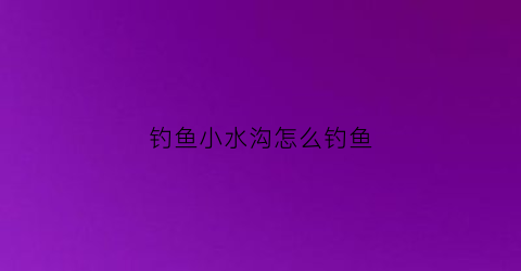 钓鱼小水沟怎么钓鱼