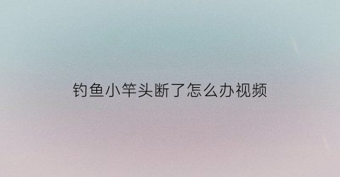 钓鱼小竿头断了怎么办视频(钓鱼小竿头断了怎么办视频教程)