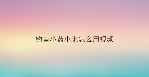 钓鱼小药小米怎么用视频(小米钓饵制作方法)