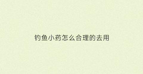 钓鱼小药怎么合理的去用(钓鱼小药是什么做的)