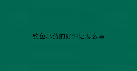 钓鱼小药的好评语怎么写(钓鱼小药的好评语怎么写呀)