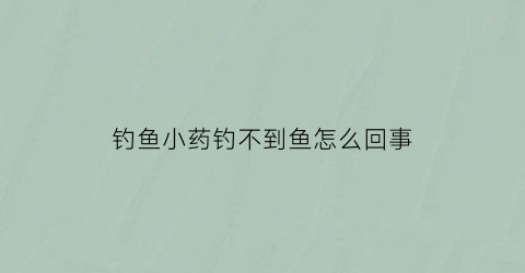 “钓鱼小药钓不到鱼怎么回事(钓鱼小药适合野钓吗)