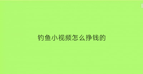 钓鱼小视频怎么挣钱的(钓鱼视频如何赚钱)