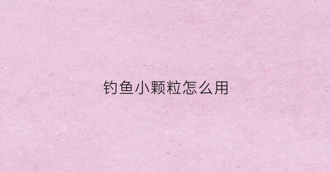 钓鱼小颗粒怎么用(小颗粒钓鱼的优缺点)